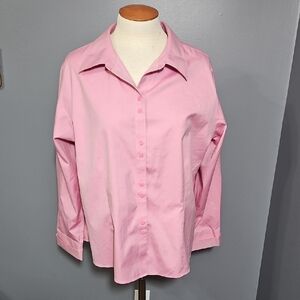 Gold Label, Pink, Button Down, Longsleeve, Cotton, Non-iron, Size 18W